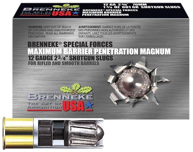 Picture of  Brenneke Sl122mbpm Special Forces Maximum Barrier Penetration Magnum 12Gauge 2.75" 1 3/8Oz Slug Shot 5 Per Box/50 Case 4030128121420