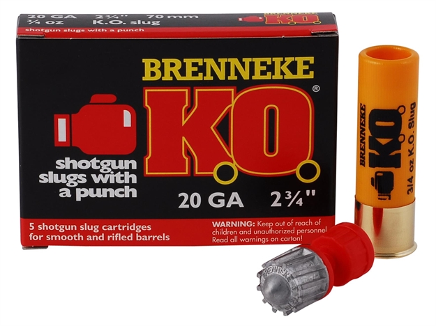 Picture of  Brenneke Sl202ko K.O.  20Gauge 2.75" 3/4Oz Slug Shot 5 Per Box/50 Case
