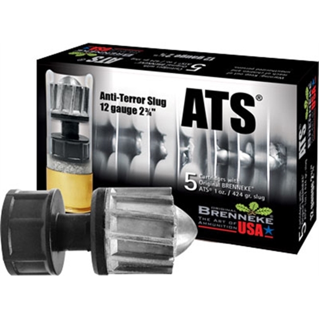 Picture of Brenneke Ats Anti Terror Slug, 12 Ga, 2 3/4'', 1Oz, 1680 Fps,  5 Rnd Per Box SL1222ATS