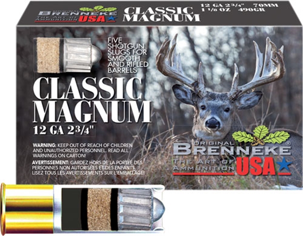 Picture of Brenneke Classic Magnum Rifled Slugs 12 Ga, 2-3/4 In, 1-1/8Oz, 1510 Fps, 5 Rnd Per Box SL-122CLM