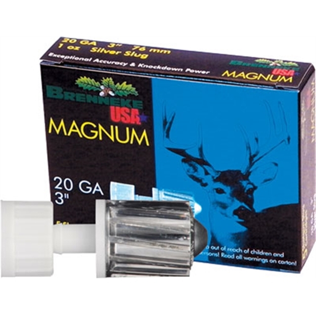 Picture of Brenneke Magnum Rifled Slugs 20 Ga, 3 In, 1Oz, 1476 Fps, 5 Rnd Per Box SL-203M