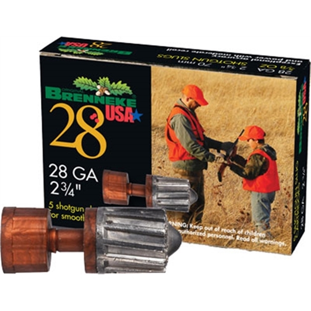 Picture of Brenneke Rifled Slugs 28 Ga, 2-3/4 In, 5/8Oz, 1450 Fps, 5 Rnd Per Box SL-282BR
