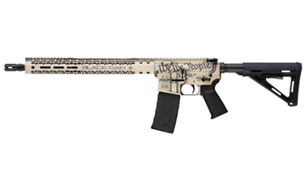 Picture of Black Rain Ordnance Browtplsb Spec 15+ WE The People 5.56X45mm Nato 30+1 16", Light Sand Battleworn With Deep Engraving, 15" Slim M-Lok, Magpul Grip/Carbine Stock, Castle Flash Hider BRO-WTP-LSB