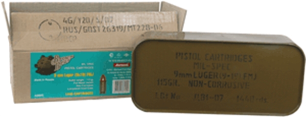 Picture of Brown Bear Bear 9Mm Luger Mil-Spec 115Gr. Fmj-Rn 1440Rd Can