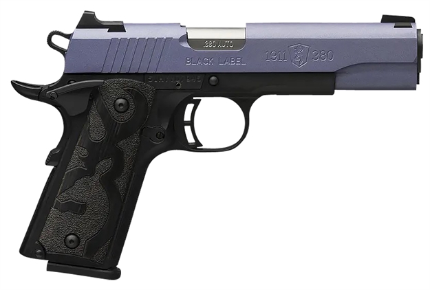 Picture of  Browning 051985492 1911-380 Black Label Full Size Frame 380 Acp 8+1 4.25" Matte Stainless Steel Barrel, Crushed Orchid Cerakote Steel Slide, Matte Black Aluminum/Composite Frame, Black Polymer Grip 023614857648