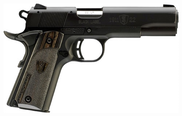 Picture of  Browning 051814490 1911 Black Label Full Size Frame 22 LR 10+1, 4.25" Stainless Steel Barrel, Matte Black Serrated Slide & Polymer Frame W/Beavertail, Right Hand