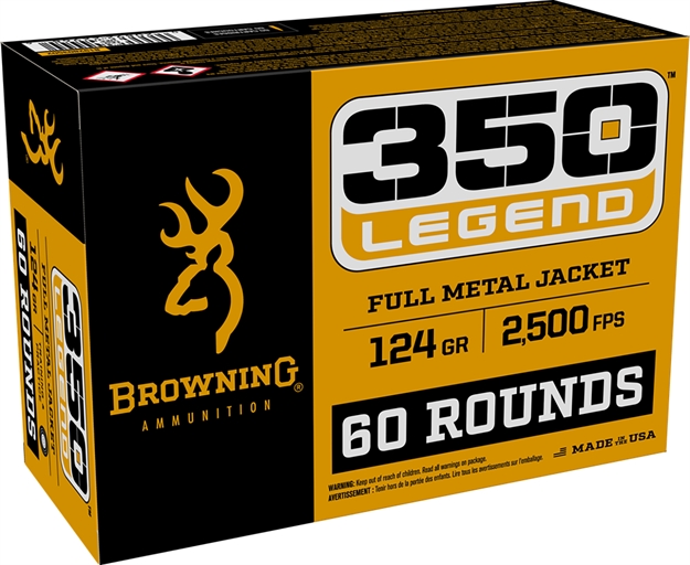 Picture of  Browning Ammo B192803502 Fmj  350 Legend 124 GR Full Metal Jacket 60 Per Box/ 4 Case 020892229686