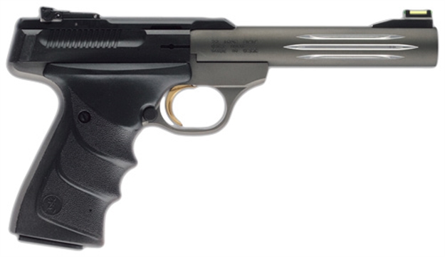 Picture of  Browning 051461490 Buck Mark Lite *Ca Compliant 22 LR 10+1 5.50" Matte Gray Fluted Barrel, Serrated Steel Slide, Matte Gray Aluminum Frame & Black Ultragrip RX Grips 023614068204