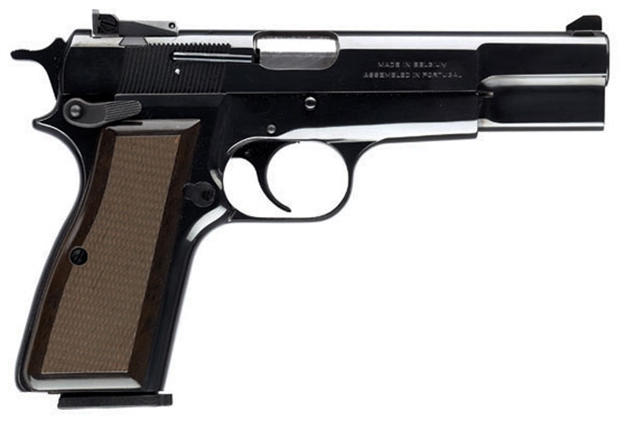 Picture of Browning HI Power Standard Semi Auto Pistol 9Mm, 4.6 In, Wood Grp, 10+1 Rnd, Blued Frame