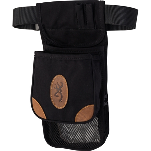 Picture of  Browning 121388993 Lona Deluxe Shell Pouch Black/Brown Canvas/Leather Belt Mount Adjustable 023614486428
