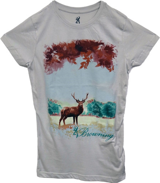 Picture of Browning Special Purchase Women's Longsleeve Fitted Fall Deer Shirt Small Grey<