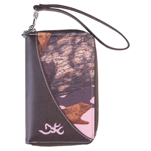 Picture of Browning Women's Wristlet Mobup Pink Camo/Brown Leather