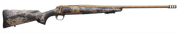 Picture of  Browning 035538298 X-Bolt Mountain Pro Burnt Bronze 7Mm Prc 3+1 24" Fluted, Burnt Bronze Cerakote Barrel/Rec, Carbon Fiber Stock With Accent Graphics, Recoil Hawg Muzzle Brake