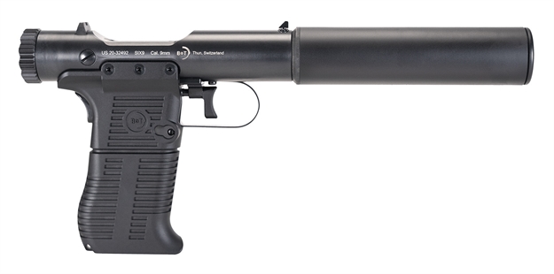 Picture of  B&T Firearms 410110 Station Six  45 Acp Bolt Action 7+1 3.50" Barrel/5.10" Suppressor, Black Hard Coat Anodized Finish, Black Pre-Scored Grips