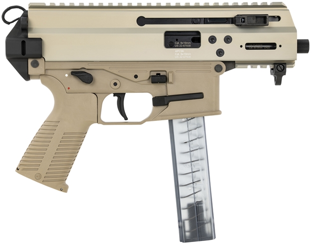 Picture of  B&T Firearms 36176502Ct Apc9k  9Mm Luger 30+1 4.30" Black Steel Barrel, Coyote Tan Picatinny Rail Receiver, Brace Adapter, Coyote Polymer Grips, Ambidextrous 840225708356
