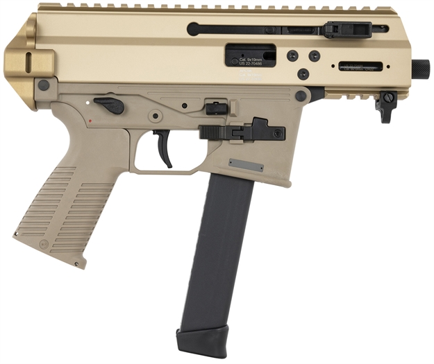 Picture of  B&T Firearms 36176502Gct Apc9k  9Mm Luger 33+1 4.30" Black Steel Barrel, Coyote Tan Picatinny Rail Receiver, Brace Adapter, Coyote Polymer Grips, Ambidextrous