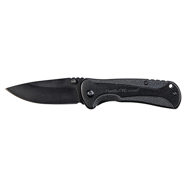 Picture of Smith & Wesson Spring Assisted Clip Folder, 8Cr13mov  Black Oxide Steel 3.25 Blade, Aluminum Handle, Liner Lock, Thumbstud