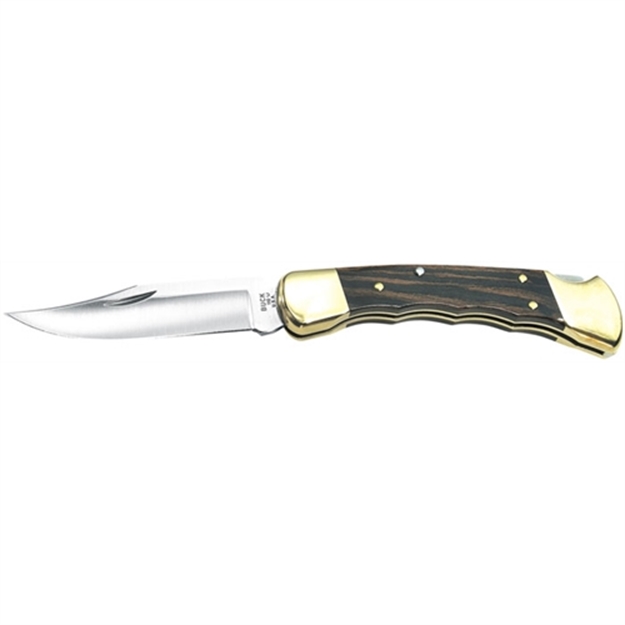 Picture of Buck Knives Folding Hunter Lockback Knife, 3-3/4" Finger Grooved SS Blade, Leather Sheath, Clam Pack