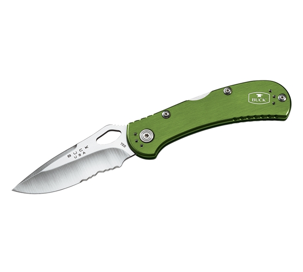 Picture of Buck Knives Mini Spitfire Folding Lockback Knife, 2 3/4" 420Hc Blade Knife, Green Aluminum Handle