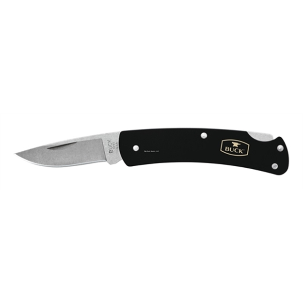 Picture of Buck Knives Alumni, Small Folding Lockback Knife, Black Anodized Aluminum Handle, 1 7/8" 420 HC Drop Point
