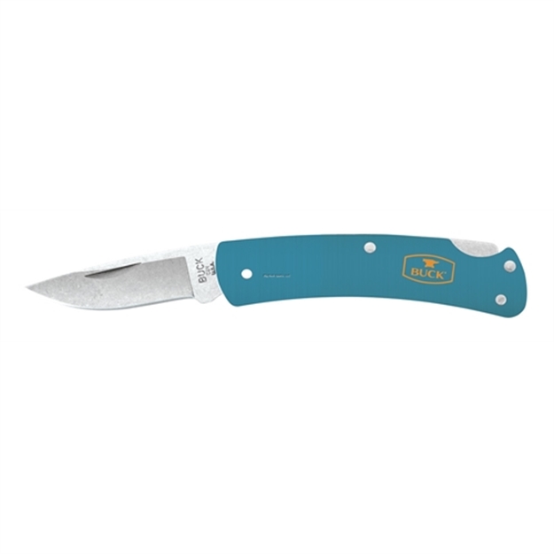 Picture of Buck Knives Alumni, Small Folding Lockback Knife, Blue Anodized Aluminum Handle, 1 7/8" 420 HC Drop Point