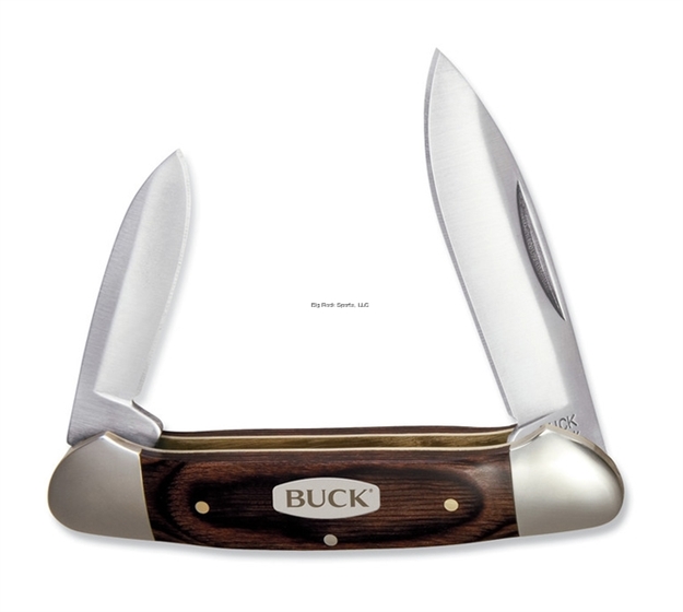 Picture of Buck Knives Canoe Folding Pocket Knife, 3 5/8" 420J2 Spey & Pen Blades, Woodgrain Handles With Nickel Silver Bolsters