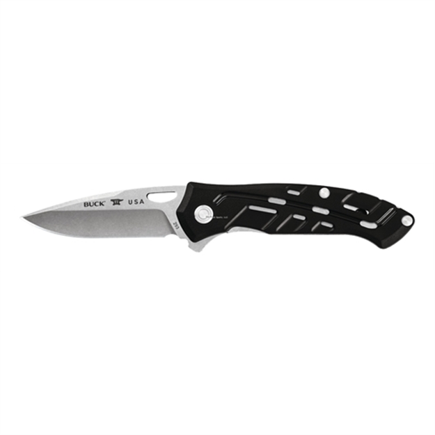 Picture of Buck Knives Inertia Spring Assist Folding Knife, 3 1/8" SS Drop Point Blade Knife, Black Aluminum Handle