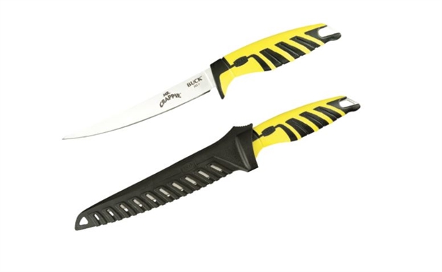 Picture of Buck Knives Mr. Crappie Slab Shaver, Fixed Blade Fillet Knife, 4" 420J2 Steel Blade Knife, Injection Molded Handle W/Sheath