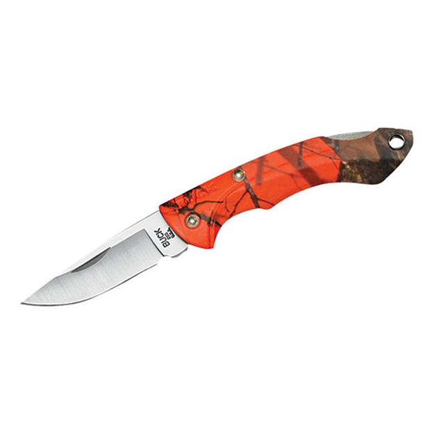 Picture of Buck Knives Nano Bantam Folding Lockback Keychain Knife, 1 7/8" SS Drop Point Blade, Mossy Oak Blaze, Box