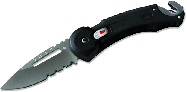 Picture of Buck Knives Redpoint Folding Rescue Pocket Knife, Sur-Lock Safespin Opening, 2 3/4" 420Hc SS Blade, Black