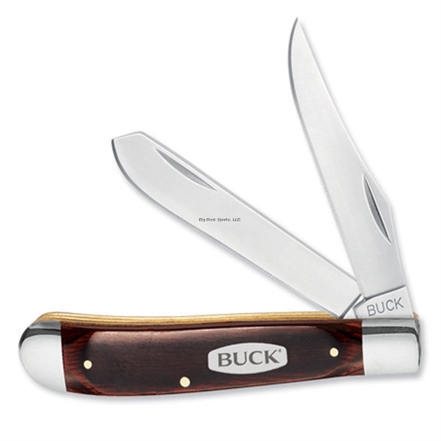 Picture of Buck Knives Trapper Folding 2 Blade Pocket Knife, 420J2 Clip And Spey Blades, Wood Handle W/ Nickel Silve Bolsters