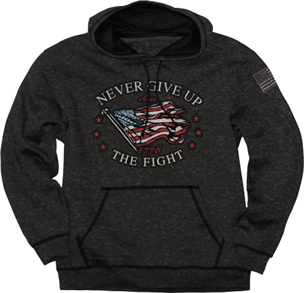 Picture of Buck Wear Wear Hoodie "Never Give Up" Black Heather Medium