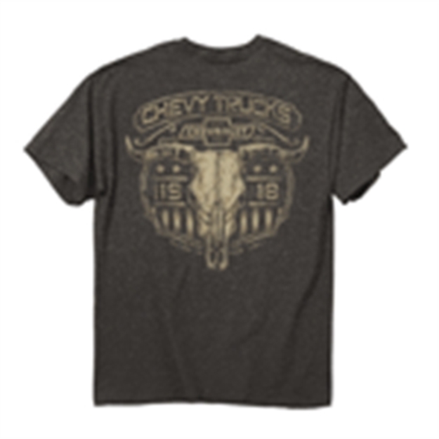Picture of Buck Wear Wear T-Shirt "Chevy Steer Skull S-Sleeve Charcoal HT 2Xl