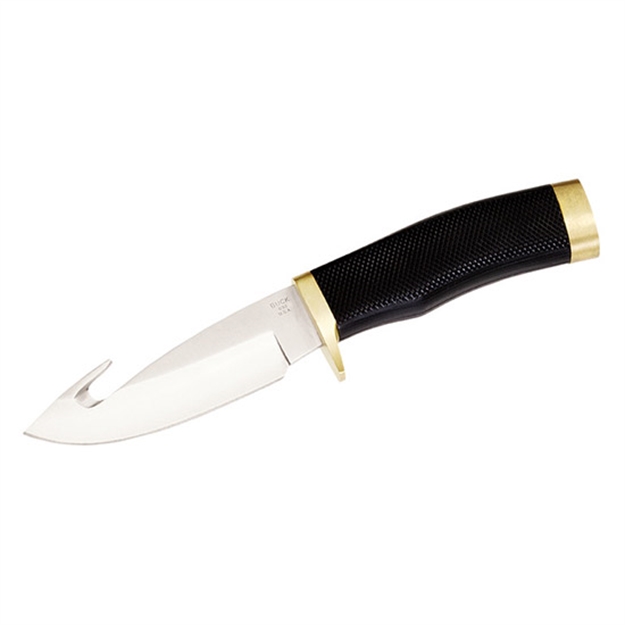 Picture of Buck Knives Zipper Fixed Blade Knife, 4 1/8" Guthook Blade, Rubber Handle W/Brass Butt/Guard, Boxed