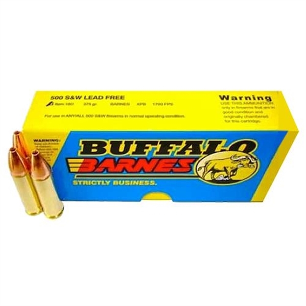 Picture of Buffalo Bore Ammunition 18D20 Buffalo-Barnes Strictly Business 500S&W Mag 375Gr Barnes Vor-Tx Xpb Lead Free 20 Per Box/12 Case 18D/20 651815018041