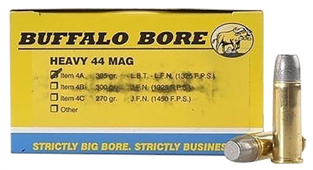 Picture of Buffalo Bore Ammunition 4A20 Heavy Strictly Business 44Rem Mag 305Gr Hard Cast Lead Flat Nose 20 Per Box/12 Case 4A/20 651815004211