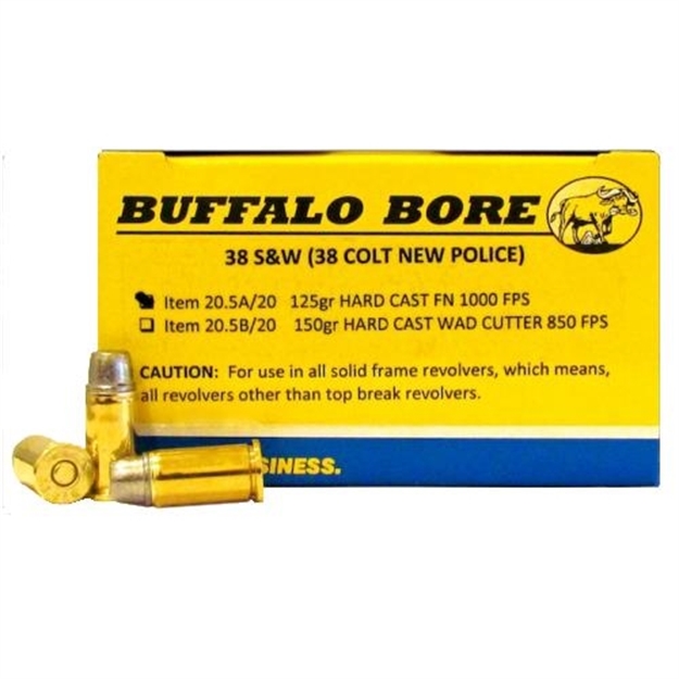 Picture of Buffalo Bore Ammunition 205A20 Personal Defense Strictly Business 38S&W 125Gr Hard Cast Flat Nose 20 Per Box/12 Case 20.5A/20 651815020297