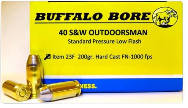 Picture of Buffalo Bore Ammunition 23F20 Outdoorsman Strictly Business 40S&W 200Gr Hard Cast Flat Nose 20 Per Box/12 Case 23F/20