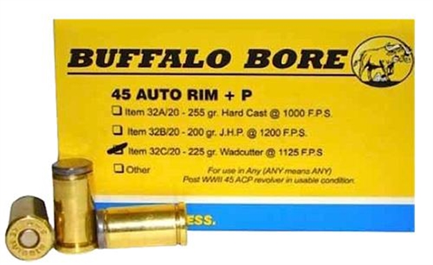 Picture of Buffalo Bore Ammunition 32C20 Personal Defense Strictly Business 45Auto Rim +P 225Gr Wadcutter 20 Per Box/12 Case 32C/20