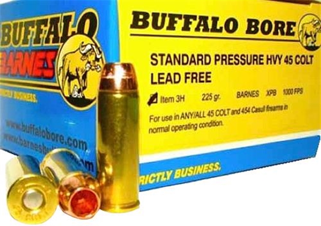 Picture of Buffalo Bore Ammunition 3H20 Buffalo-Barnes Strictly Business 45Colt 225Gr Barnes Vor-Tx Xpb Lead Free 20 Per Box/12 Case 3H/20