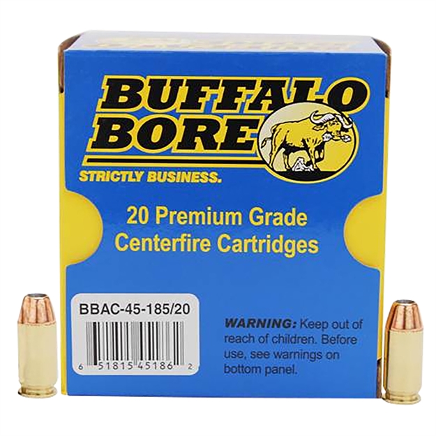 Picture of Buffalo Bore Ammunition 4518520 Personal Defense Strictly Business 45Acp +P 185Gr Jacket Hollow Point 20 Per Box/12 Case 45/185
