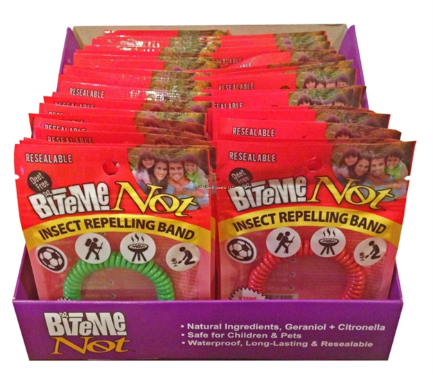 Picture of Bug Band Bite ME Not - Coiled Wristbands - Asst. Colors - Red, Green, Yellow, Blue