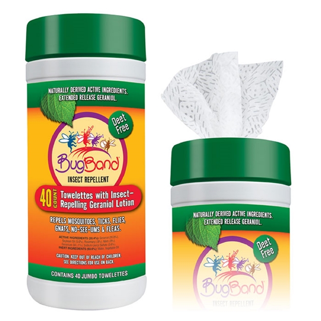 Picture of Bugband Insect Repelling Geraniol Towelettes 40 Count Tub