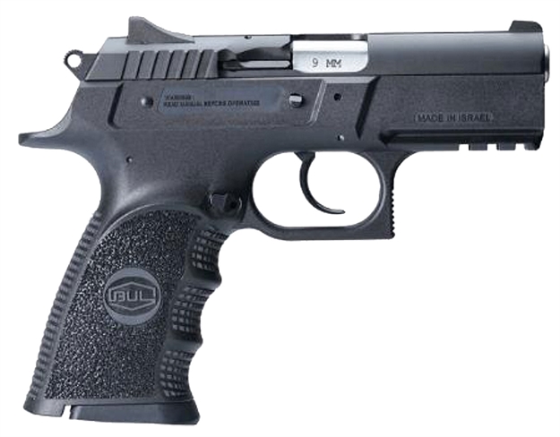 Picture of  Bul Armory 30101Ch Cherokee  Exclusive Buy Compact 9Mm Luger 17+1 3.66" Black Oxide Serrated Slide, Frame W/Picatinny Rail Black Stippled W/Finger Grooved Polymer Grips Right Hand