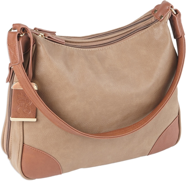Picture of  Bulldog Bdp014 Hobo Purse W/Holster Taupe W/Tan Trim Leather For Small Autos & Revolvers Ambidextrous Hand