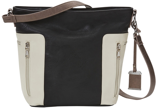 Picture of  Bulldog Bdp070 Hobo Purse W/Holster Black W/Tan Trim PU Leather Most SM Pistols & Revolvers Ambidextrous Hand