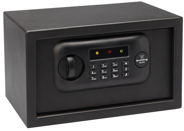 Picture of  Bulldog Bd1050 Digital Pistol Vault Standard Keypad/Key Entry Black Powder Coat Steel Holds 1 Handgun
