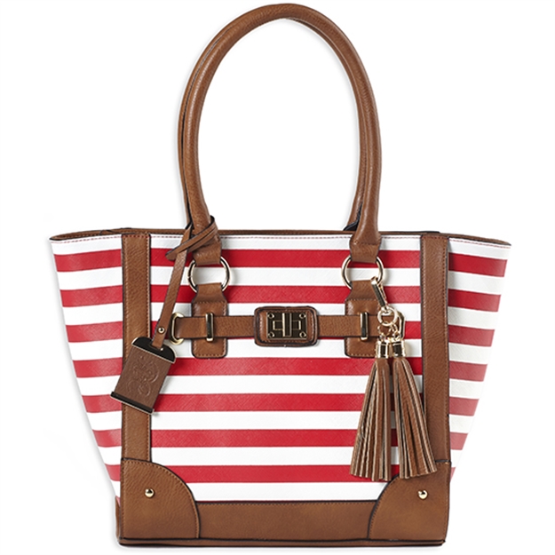 Picture of  Bulldog Bdp051 Tote Purse W/Holster Cherry Stripe Leather Most SM Pistols & Revolvers Right Hand