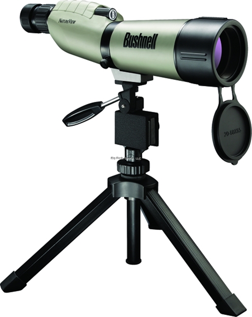 Picture of Bushnell Optics Natureview Straight Spotting Scope, 20-60X65mm, 110 - 5' Fov AT 1000Yd, Twist UP Eyepiece, Tripod Ready, Green