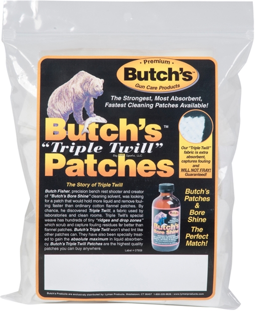 Picture of  Butchs 02906 Triple Twill  .35-.45 Cal 2.25" Cotton 500 Per Pkg 044717029060